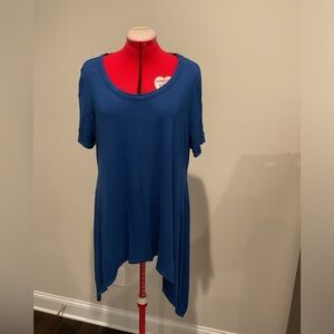 Blue asymmetrical hem Premise tunic top